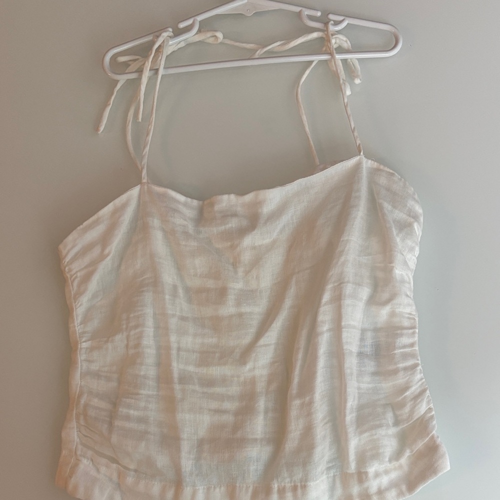 HM 100% Linen Bow Tie Top